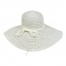 Straw Big Rim Hat - w/ Multi-String Bow - White - HT-SHA50203WT